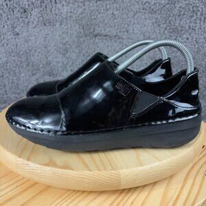 FitFlop Superloafer Black Patent Shoes Womens 8 Black Slip On Casual Moccasin